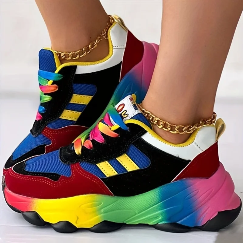 

2025 Summer New Fashion Women's Breathable Colorful Casual Sports Shoes Running Shoes Road Shoes, Low-top Lace-up Sports Shoes,