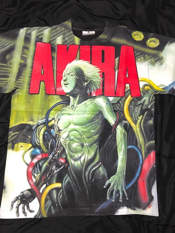 

Футболка женская больших размеров AKIRA в американском ретро-стиле, винтажная, с коротким рукавом, средней длины, из хлопка, с круглым вырезом