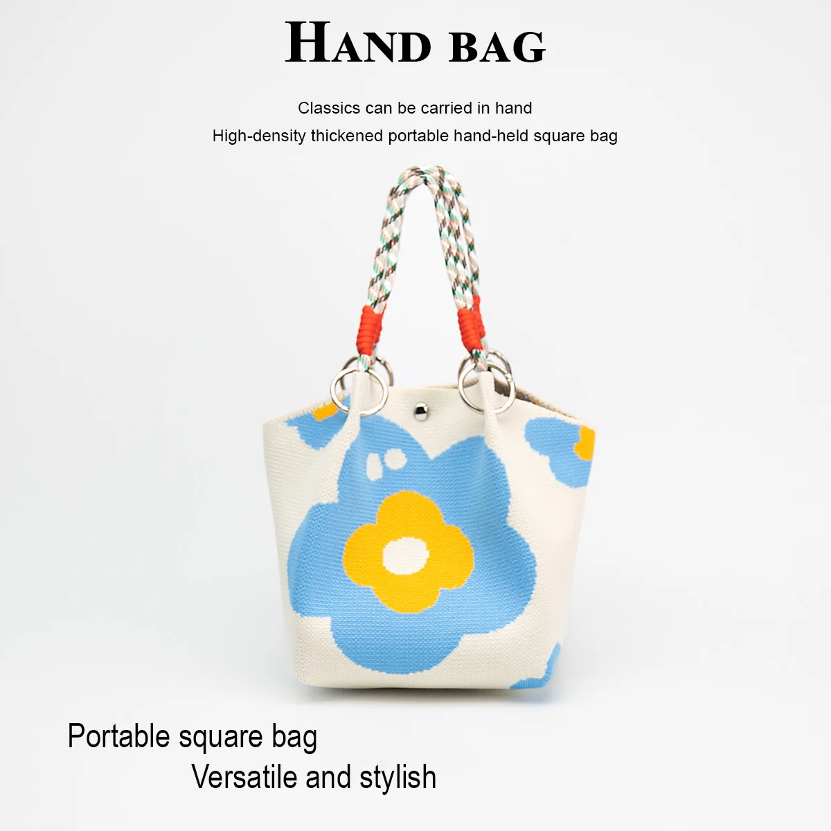 1 Fashionable Floral-Style Knitted Handbag with Detachable Ring Handle, Stylish and Versatile with a Lively Personality, Magnetic Closure, Suitable for Women and Children for Daily Commuting, Practical Gift Packaging, Storage Bag That Can Hold Mobile Phones, Keys, and Cosmetics