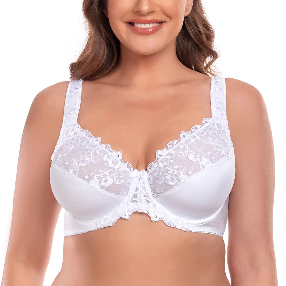 Sutiã de renda sexy para mulheres, sutiãs de underwire, lingerie sem acolchoado, cueca bralette, nova moda, plus size, B, C, D, E, F, G, H Cup