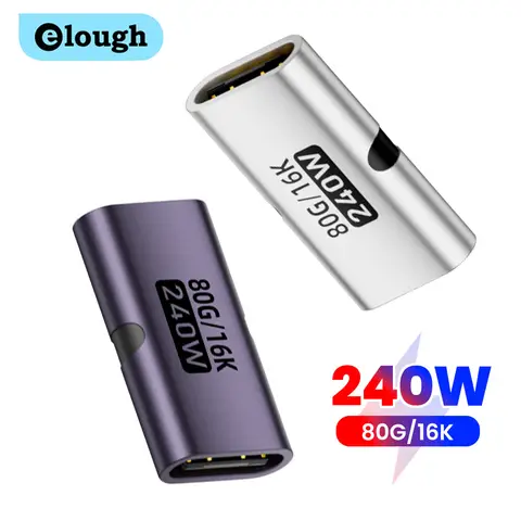elough PD3.1 240W Type C Female to Type C Female Adapter 80Gbps  USB C to USB C Connector 16K 60Hz Video Compatible