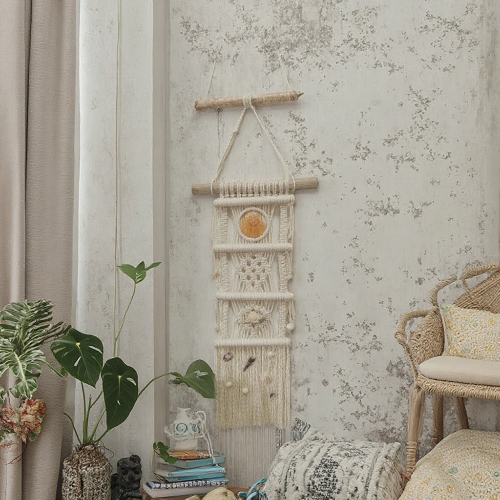 

Eco-friendly Bohemian Wall Hanging Rack Home Decor Macrame Tassels with Shells and Feathers Nordic Art Style