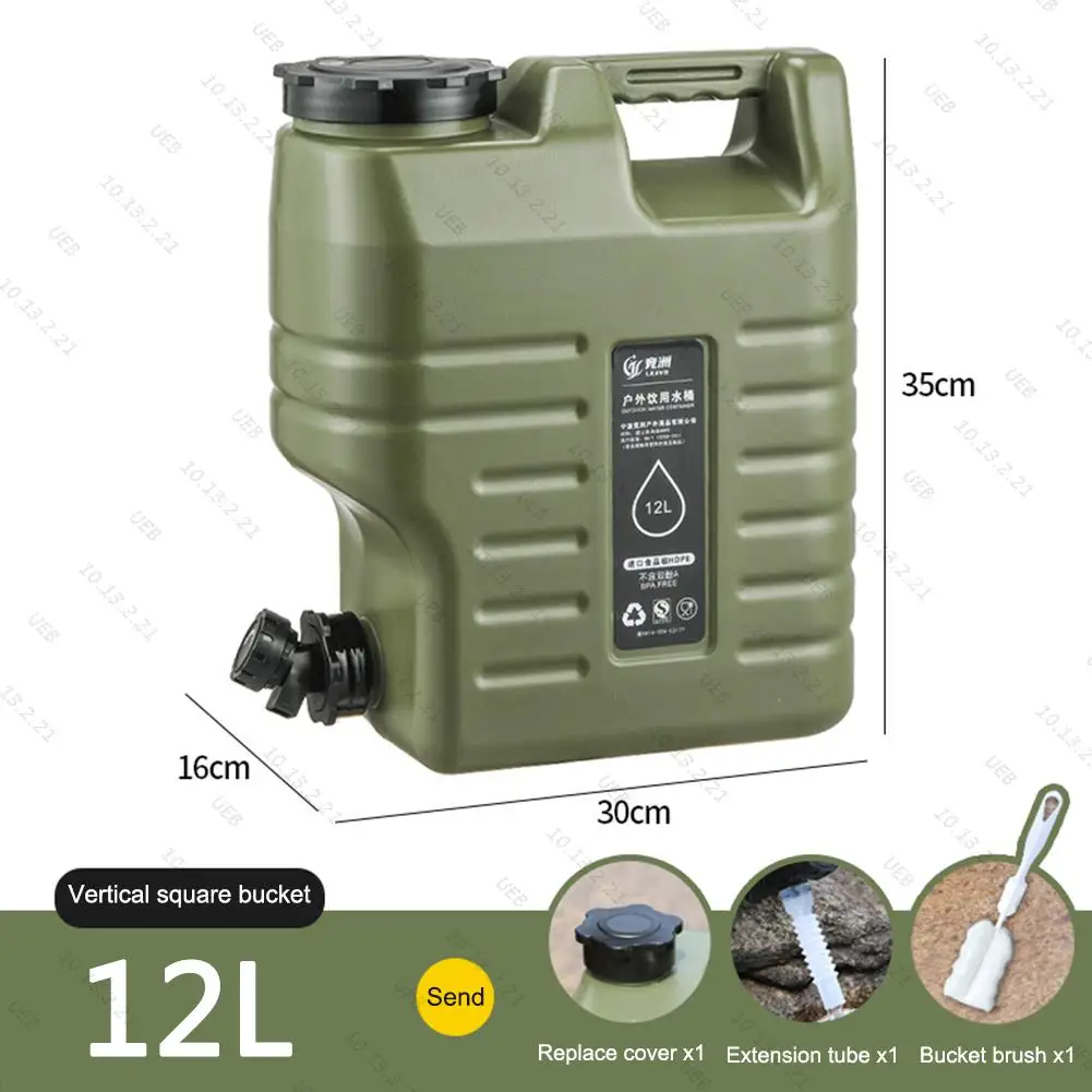 3.2 Gallon/12L Camping Water Container Portable BPA Free Water Bucket Food-Grade PE for Outdoor Camping/Hiking Emergency Storage