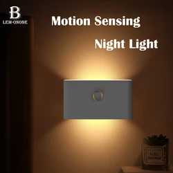 Motion Sensing Nightlight Intelligent Induction Light USB Type-C Rechargeable 3000k Wall Lamp for Stairs Walkway Bedside