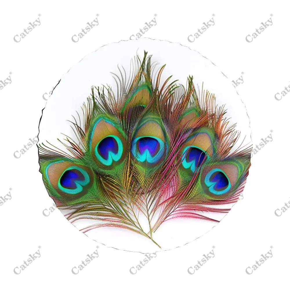 Green Peacock Feathers Car Spare Tire Cover Auto Accessories Decoration Wheel Wrap Protect for Trailer SUV Truck Camper 14-17in