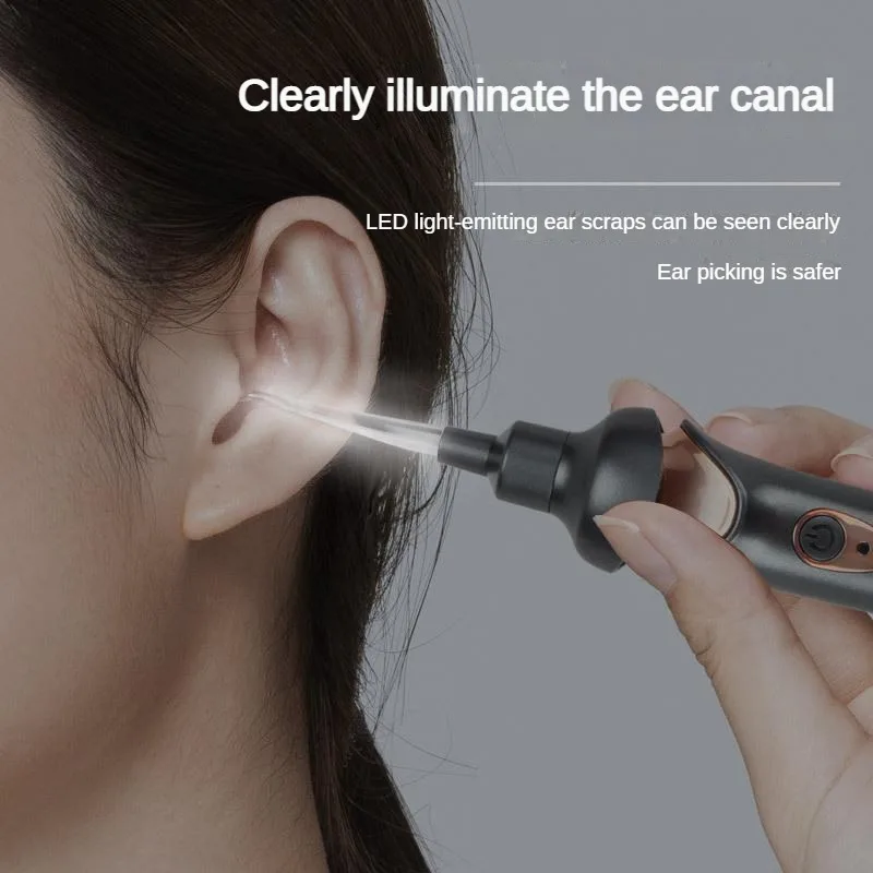 Electric Luminous Earpick For Kids&Adult USB Rechargeable Vibration Painless Vacuum Ear Pick Ear Wax Remover Ear Cleaning Tool