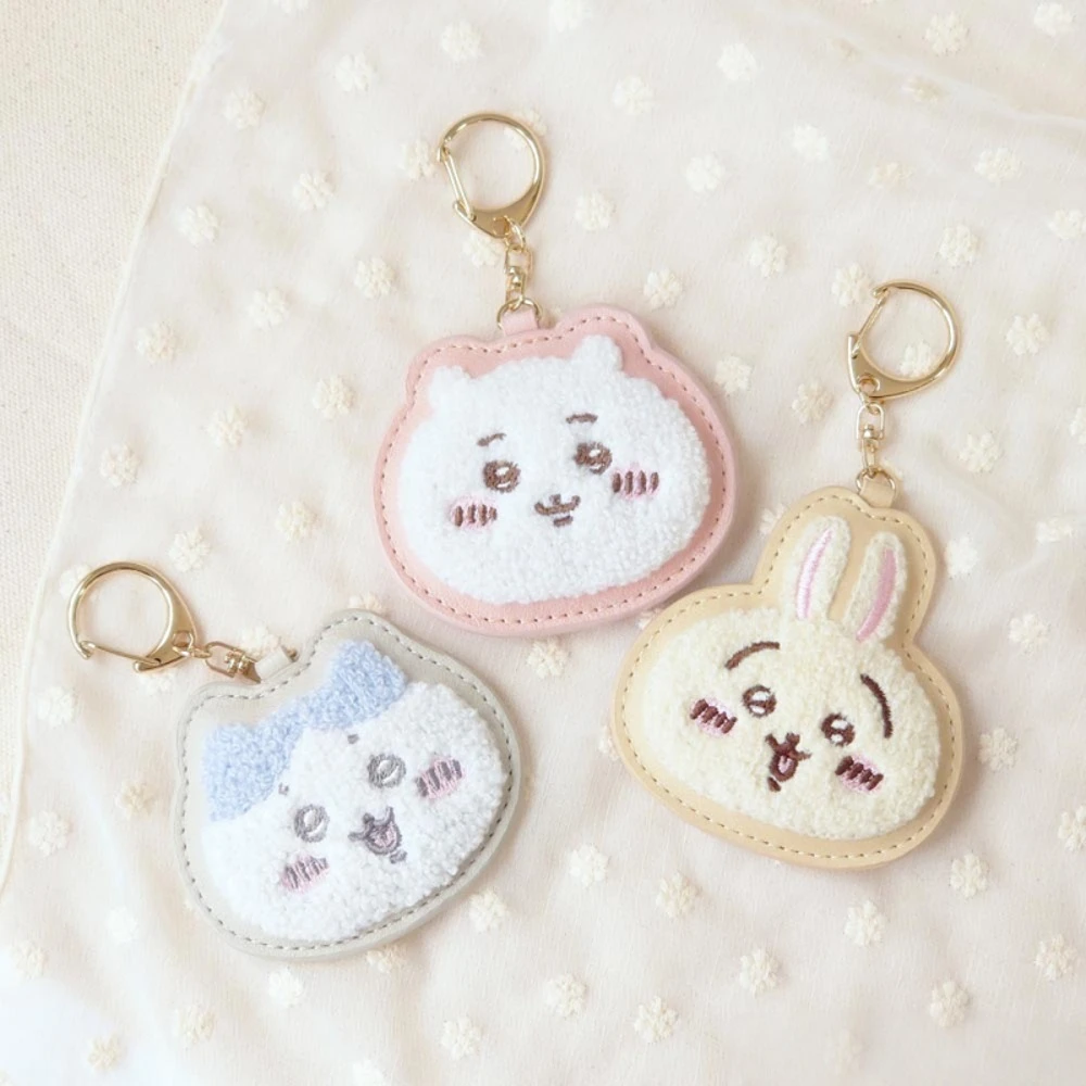 MINISO Chiikawa Bag Accessories Ornaments Pendants Keychain Hachiware Usagi Cute Soft Plush Cat Rabbit Big Head Kawaii Kids Pink