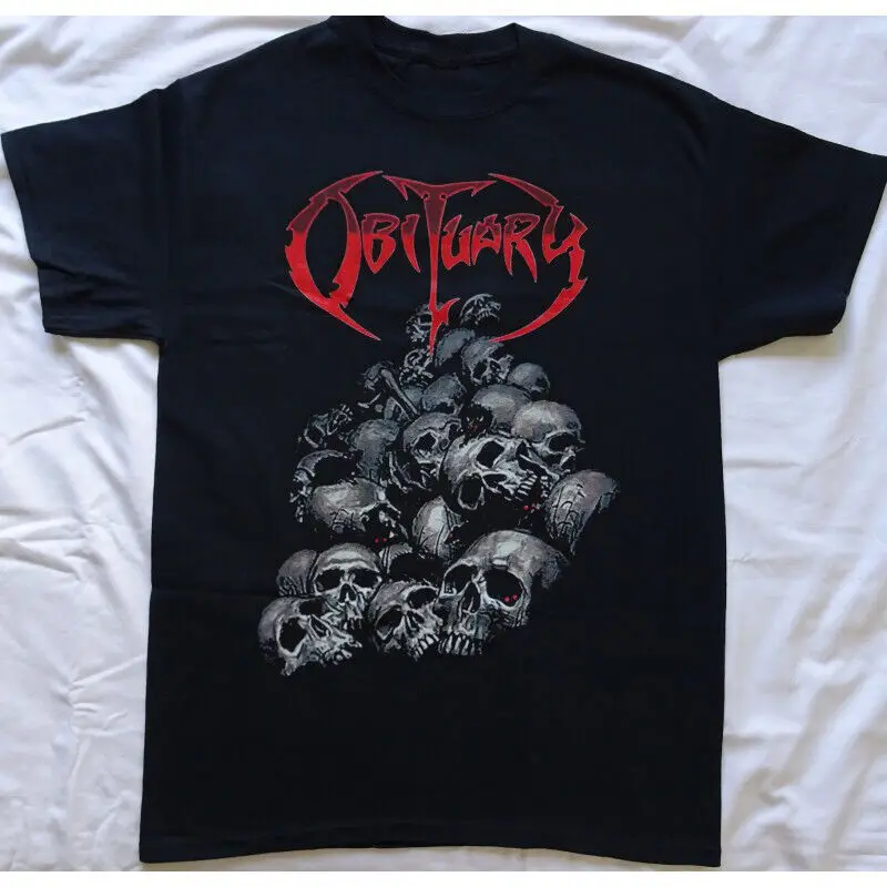 Vintage Obituary Pile of Skulls Chopped In Half  Shirt Black Unisex S-4XL SY472