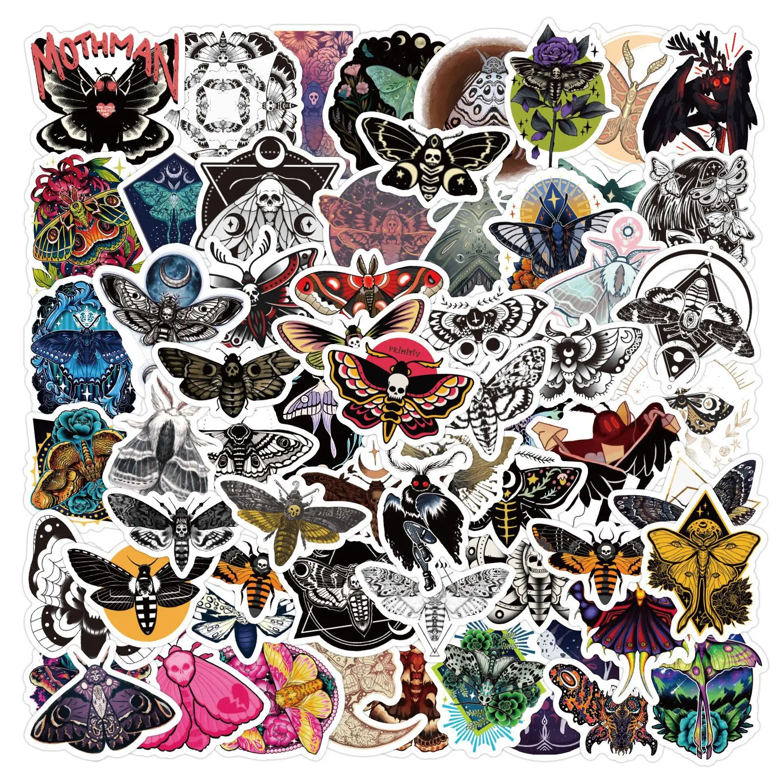 10/30/60PCS Serie Scuro Fantasma Moth Horror Cartoon Adesivo FAI DA TE Telefono Laptop Bagagli Skateboard Graffiti Decalcomanie Divertimento per il