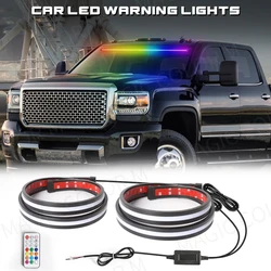 Universal 12/24V RGB Flexible Pedal Lamp LED Emergency Flash Warning Lamp Strobe Strip Daytime Running Light For Truck Vehicle