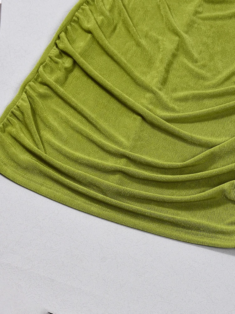 SsTss Mini abito aderente estivo sexy con scollo all'americana per le donne Abito da club increspato sottile senza maniche con dettagli ritagliati alla moda