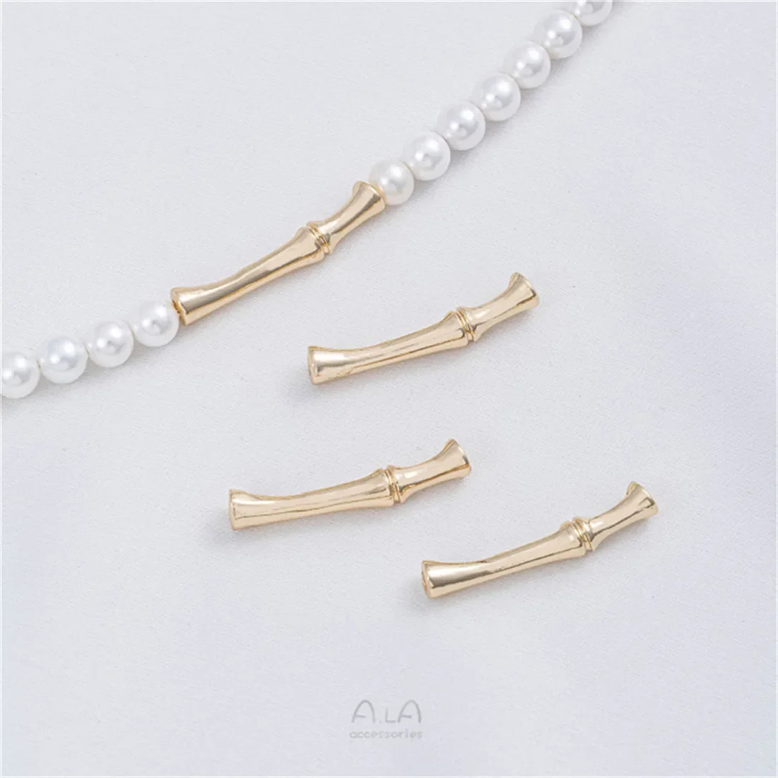 14K الذهب حقيبة طويلة الخيزران المشتركة الأنابيب المنحنية منفصلة حبة الملحقات، اليدوية DIY سلسلة اللؤلؤ والمجوهرات، سوار وقلادة