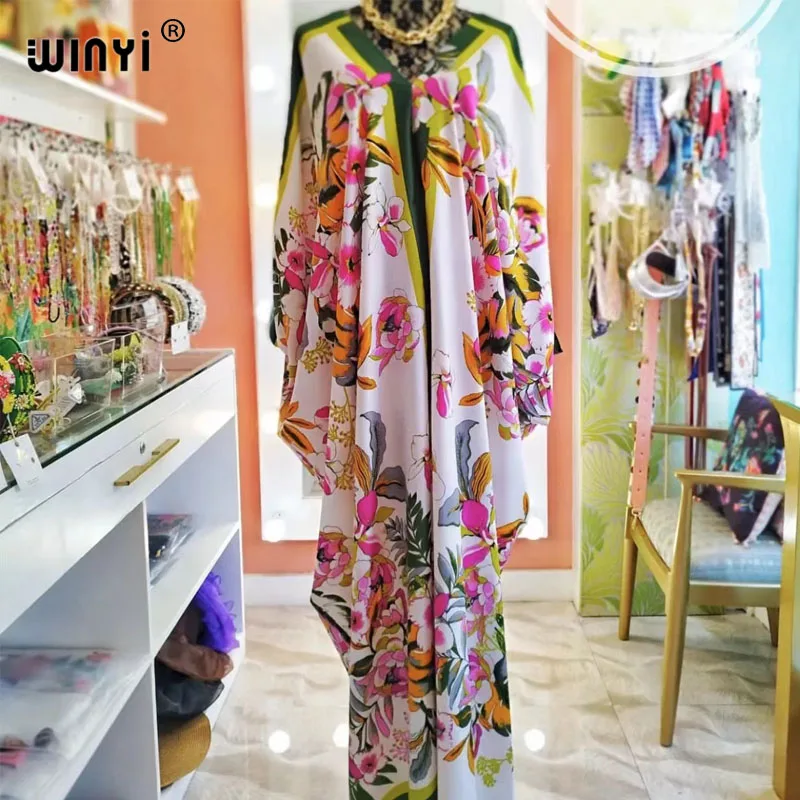 WINYI V-neck Africa Fashion Women prom Sexy Boho Summer Casual twill Floral Fashion printing Evening Party Beach Long Maxi Dress