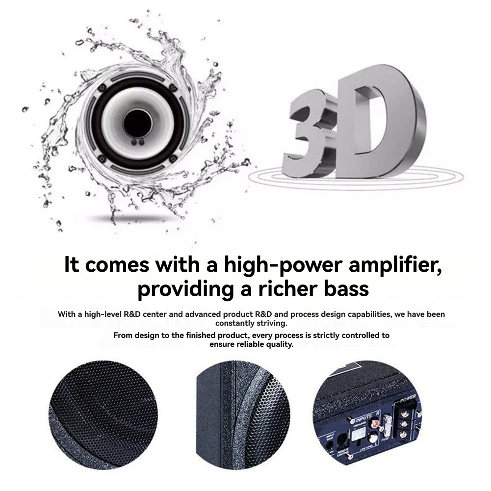 

10in Powered Speaker Car Subwoofer 800W Stable Performance Housing Subwoofer for 12V Car Truck Marine Boat