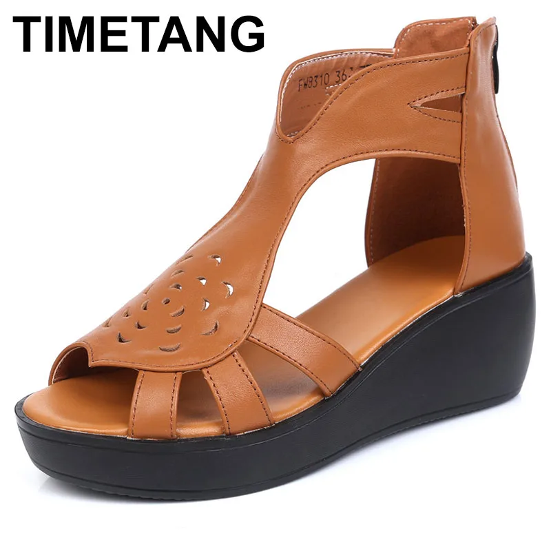 

2025 сандалии ручной работы в стиле ретро на танкетке, женские летние туфли на платформе с открытым носком из натуральной кожи, женские повседневные сандалии