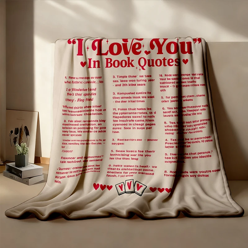 Different Ways Say I Love You in Book Quotes Comfy Blanket, I Love You Flannel Blanket, Aesthetic, Valentine Gift for