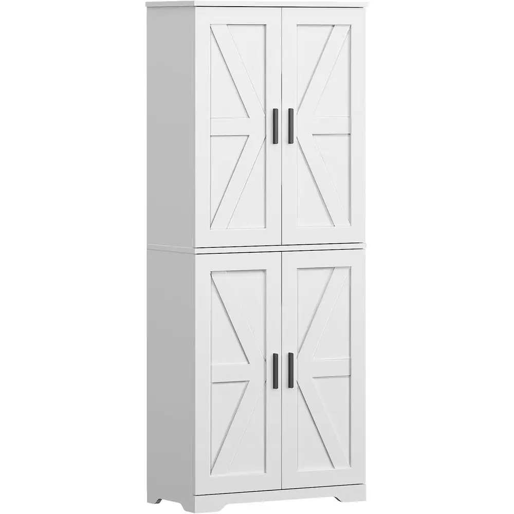 Wooden Pantry Cabinet with 4 Adjustable Shelves: Freestanding Sideboard Organizer for Living Spaces