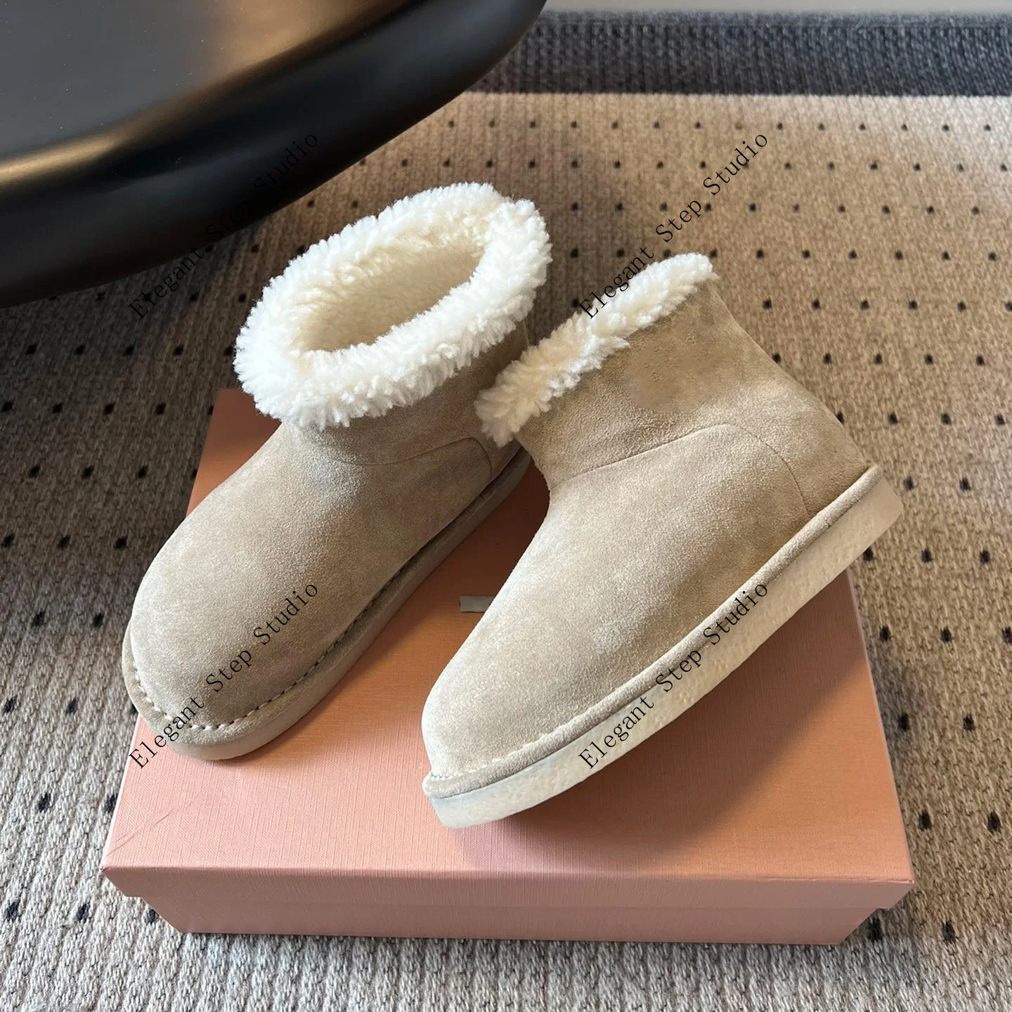 

Women's Shoes Suede Ankle Snow Boots Round Toe Wool