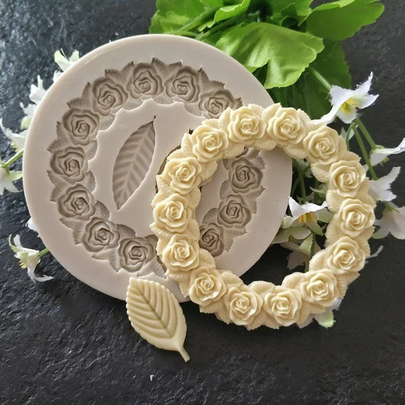 1 PC Rosette Leaves Silicone Mold Cake Diy Chocolate Mold Picture Frame Frame Sugar Baking Mold Molding Silicone