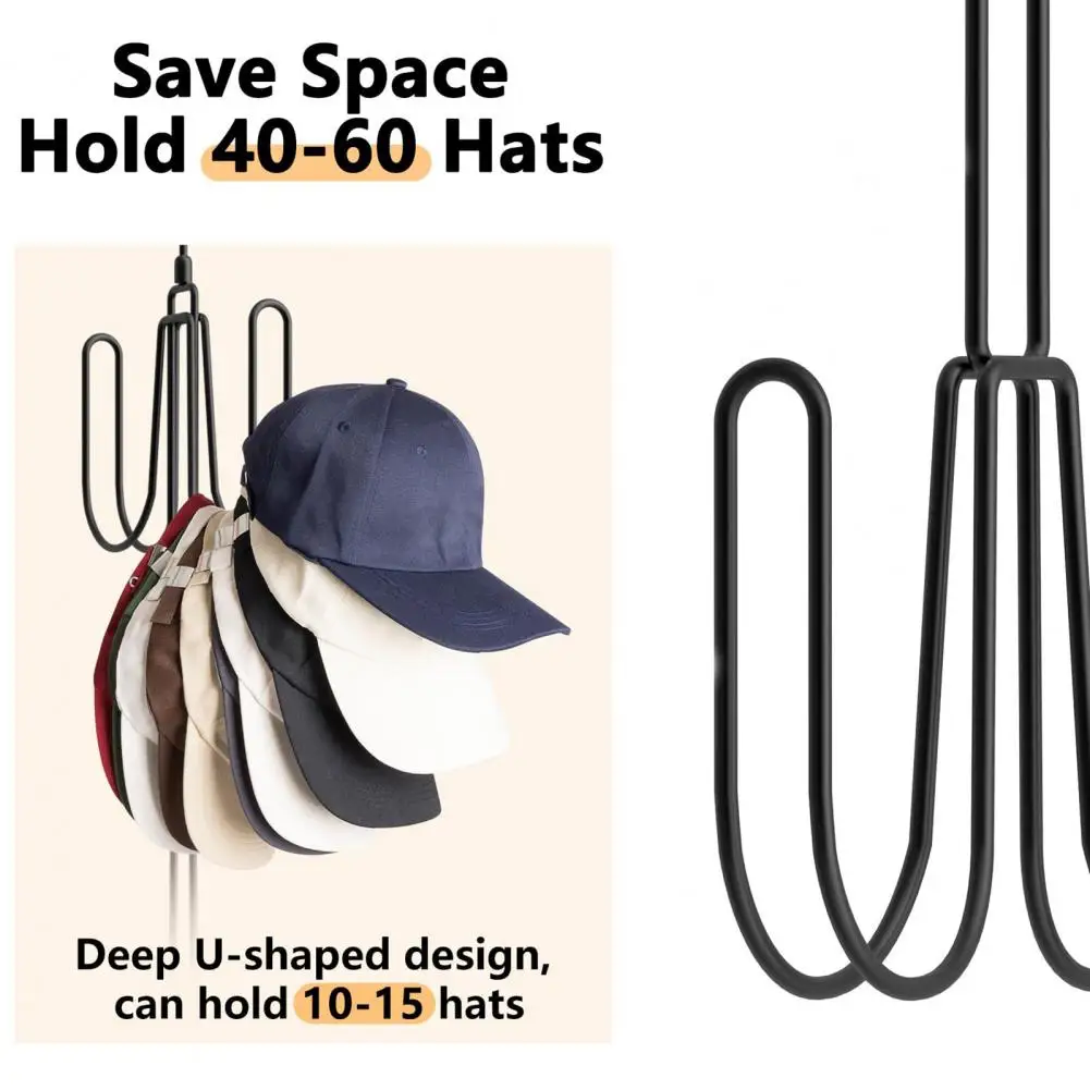 

Hanging Hat Holder 360-degree Rotating Hat Hook Organizer Rack with Strong Load-bearing Capacity for Baseball Caps Corrosion