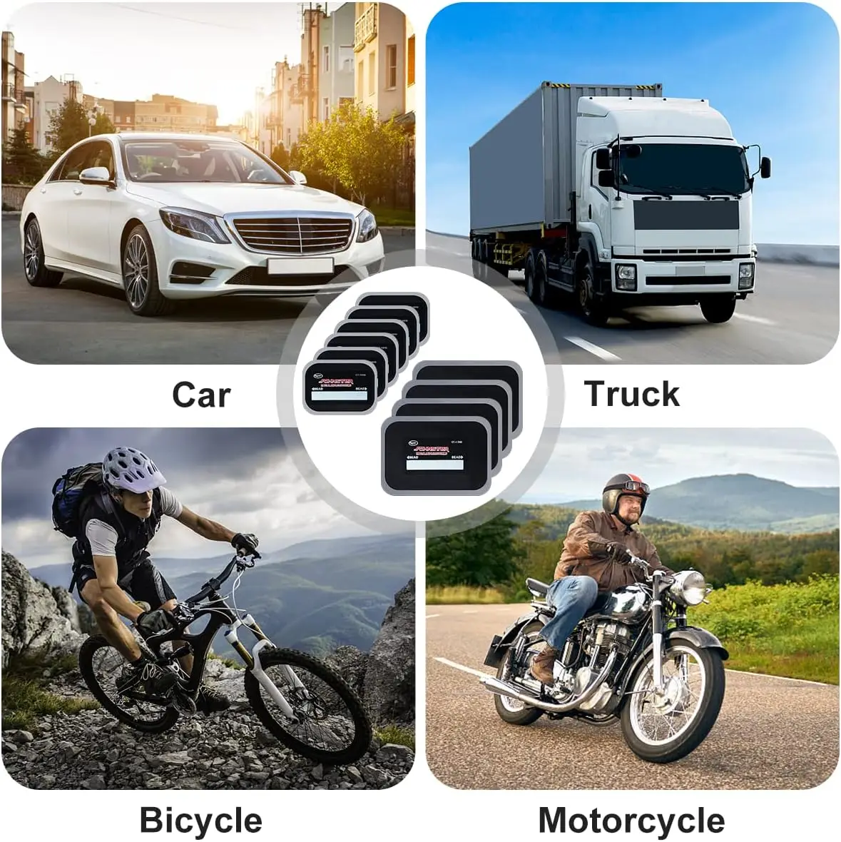 60-Piece Heavy Duty Tire Patches 2.6 x 3.2' & 3.4 x 4.8', Rubber Radial Repair Kit for Car, Truck, Bus, Tractor