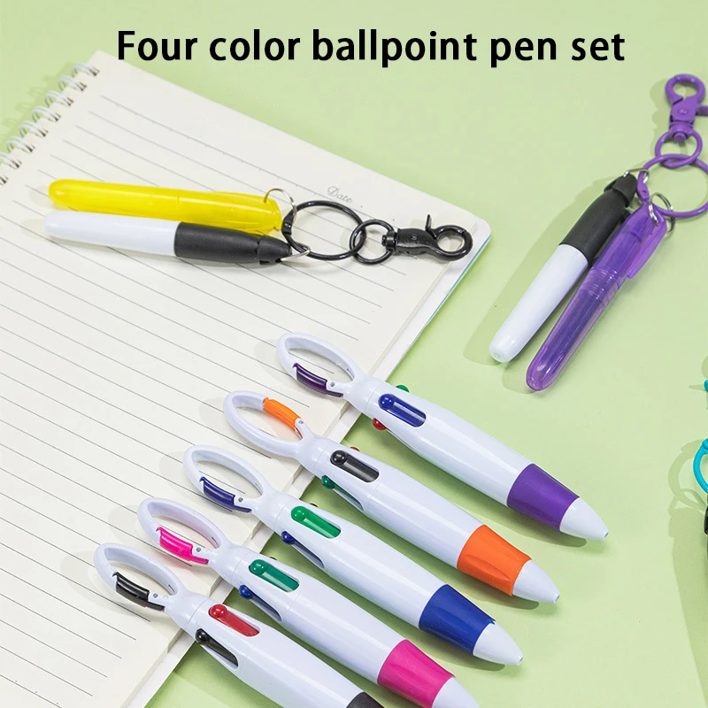 

Mini Creative Portable Mountaineering Buckle Highlighter Pressing Ballpoint Set Student Writing Tools Learning Office Supplies