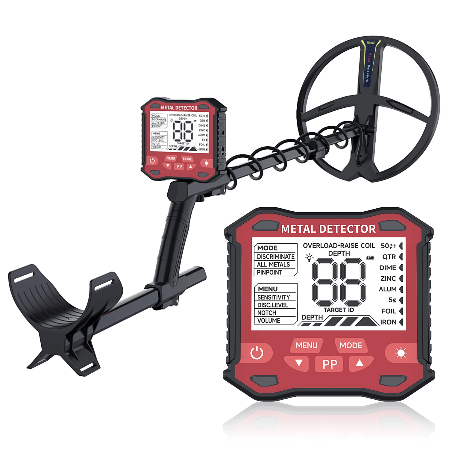 YYHC-  Professional Waterproof Adjustable High Accuracy Metal Detectors with  Lightweight Collapsible  double-D hobby detec