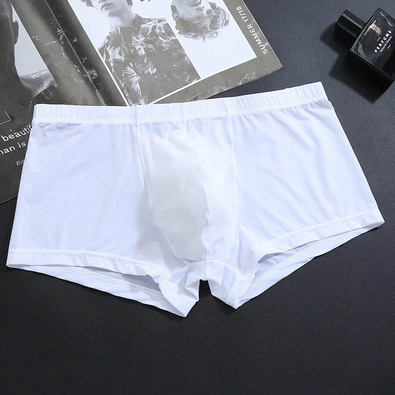 Men Trunks Thin Ice Silk Traceless Underwear U Convex Pouch Boxers Mens Low Waisted Slip Breathable Underpants Calzoncillo