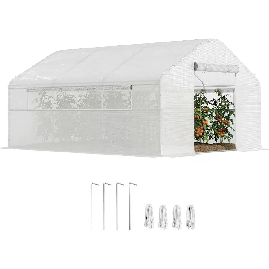 13' x 10' x 6.5' Hoop House Tunnel House for greenhouse gardening, polyethylene cover, clear, UV-resistant and durable