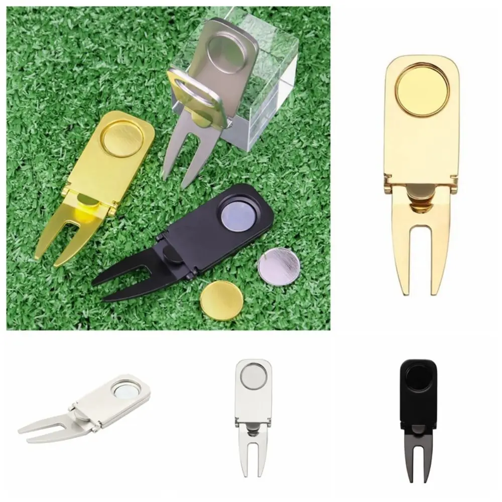 Divot Tool Putting Green Fork Ball Marker Clover Golf Green Fork 6 in 1 Forcone da golf portatile Ausili per l'allenamento del golf