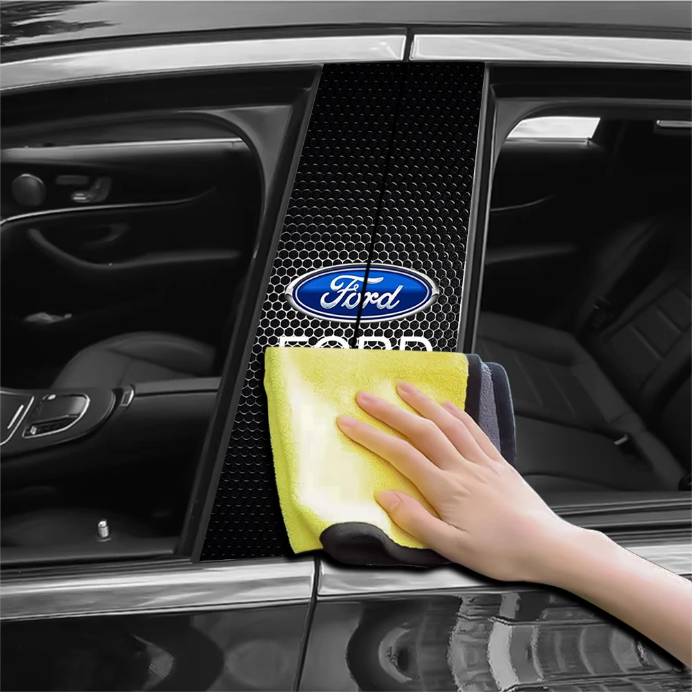 2pcs Car Styling Door Center Pillar Sticker Decoration Auto Exterior Accessories For Ford Focus Kuga Mk3 Mondeo Mustang Fusion view 4