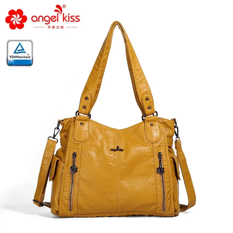 

Angelkiss женская сумка через плечо винтажная сумка с верхней ручкой большая сумка мягкая большая сумка из искусственной кожи сумки через плечо кошелек