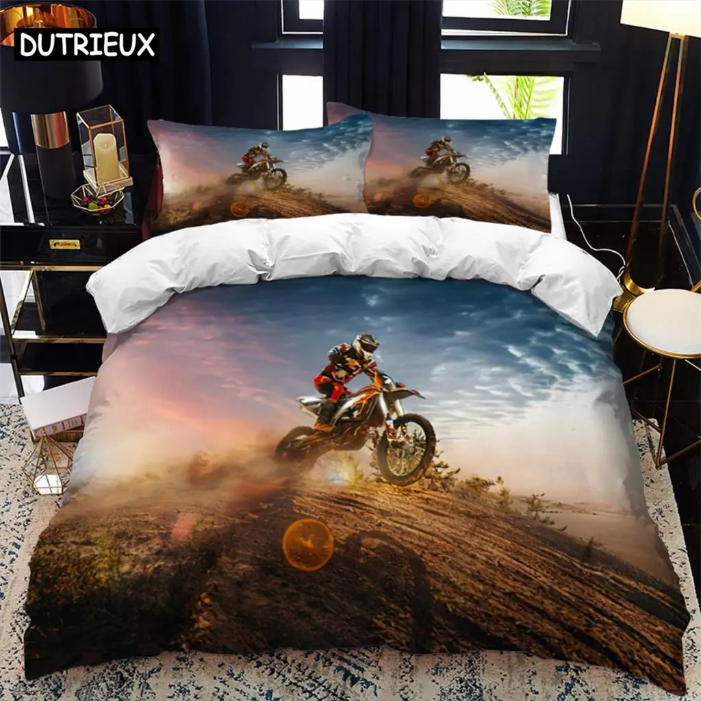 

Motorcycle rider bed duvet cover set queen calico Twin size comforter bedding set Single complete set