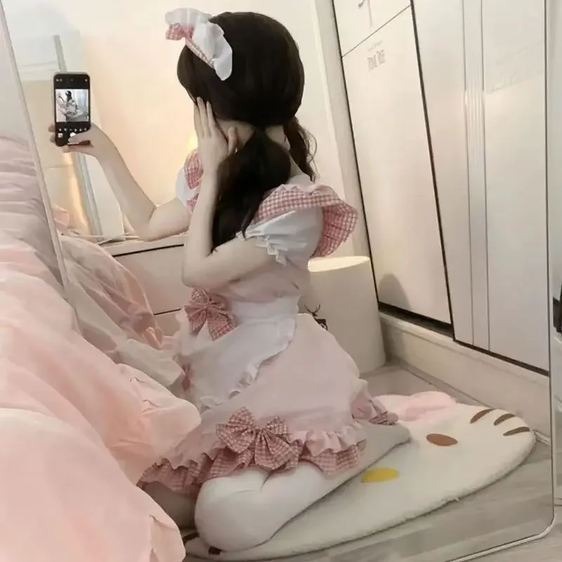 Women Maid Outfit Lolita Cosplay Cute Sexy Erotic Kawaii Cafe Costume Black White Men Uniform Apron Dress Cute Bowknot Costumes - view 4
