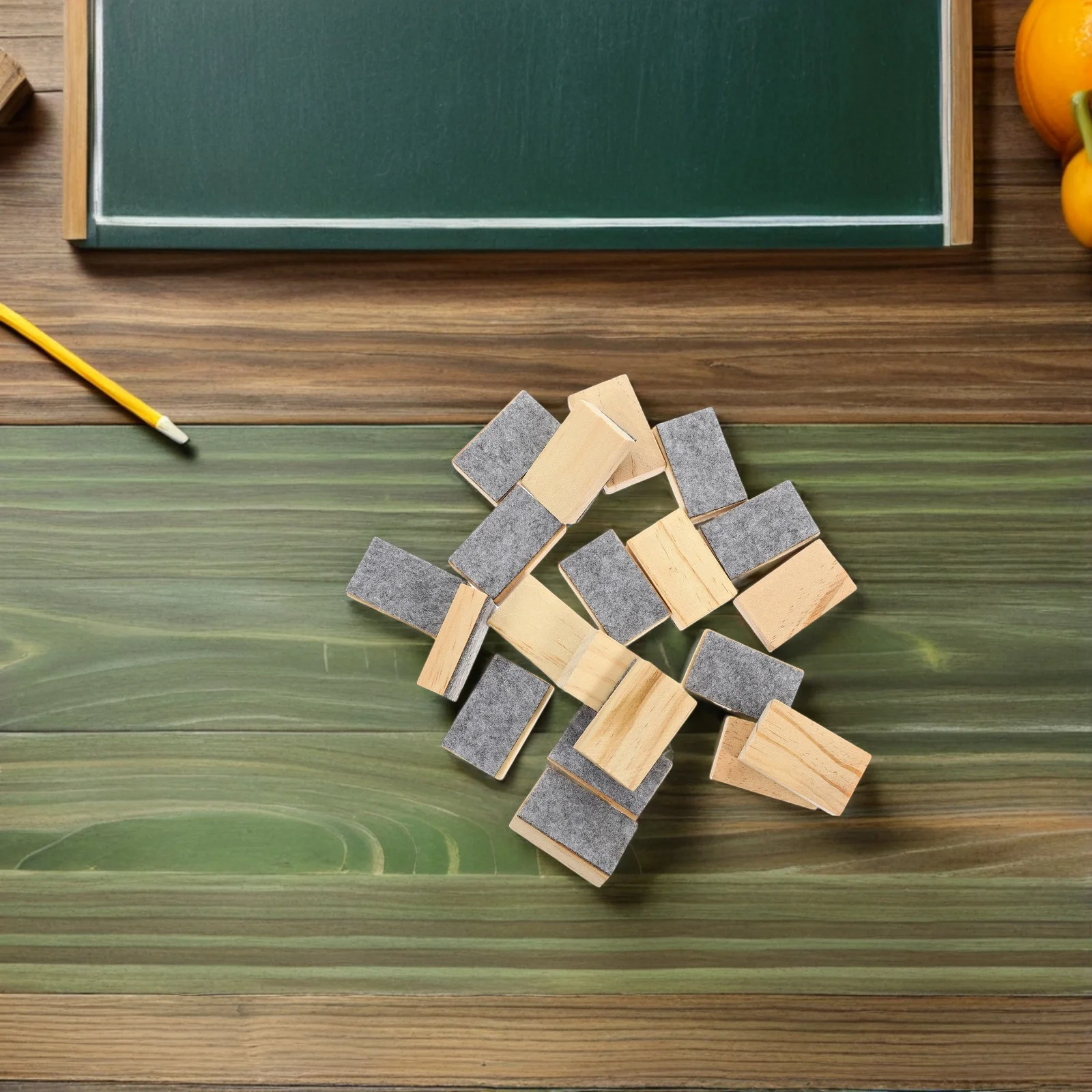 Gommes à tableau noir en feutre de bois, 24 pièces, petit nettoyeur de tableau noir Portable pour salle de classe, enseignant, bureau, usage domestique, réduction de la poussière