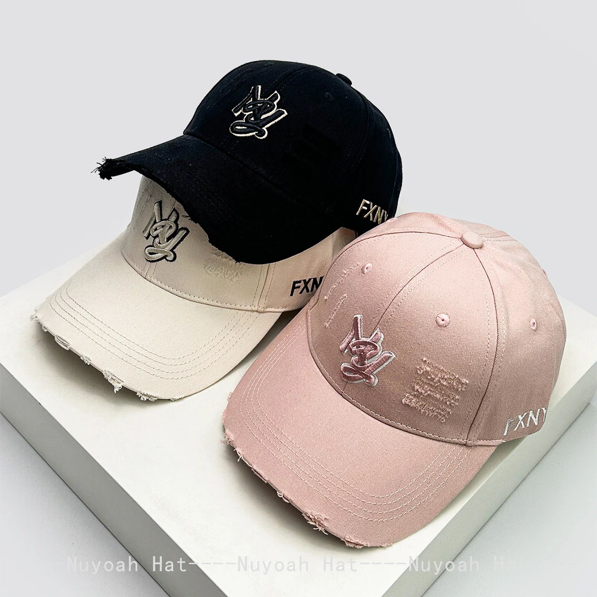 

New Men Women Broken Style 3D Embroidered Ny Letters Baseball Hats Sunshade Korean Versatile Outdoor Peaked Caps Fashion Casual