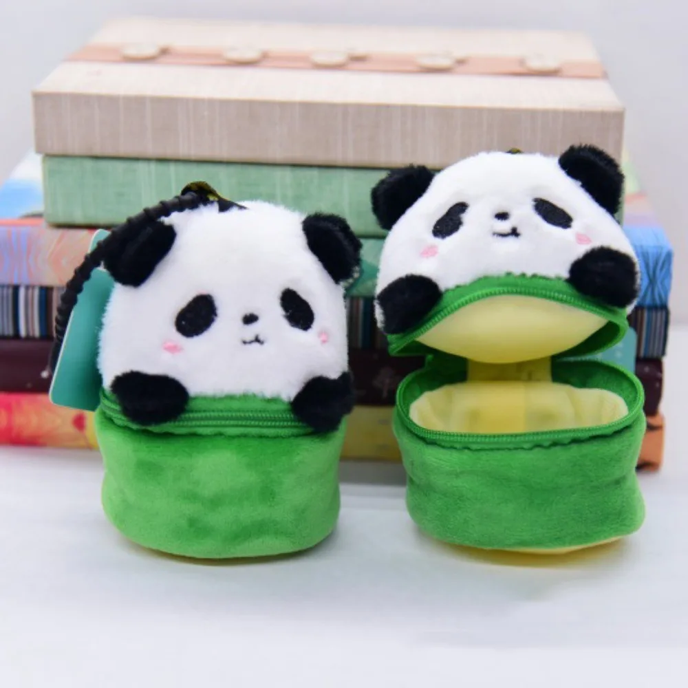 Portamonete in peluche con tubo panda Ciondolo bambola panda Portachiavi in peluche simpatico cartone animato alla moda Portafoglio zero Regalo per bambini