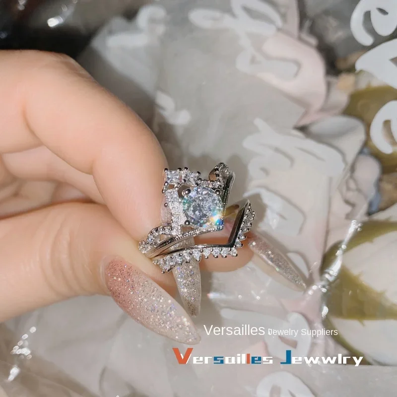 

MDLFES Mo!ssan Diamond Style Love is in the Air Ring Set Комбинированное кольцо из 18-каратного золота с микропаве и цирконием