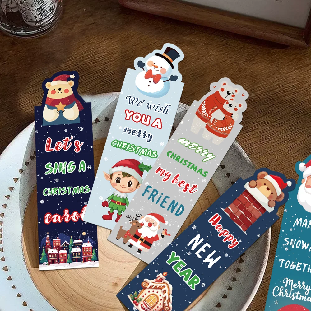 30pcs Unique Christmas Bookmark Decorations for Reading Pages Creative Gift Markers for Students Bookmark Cards