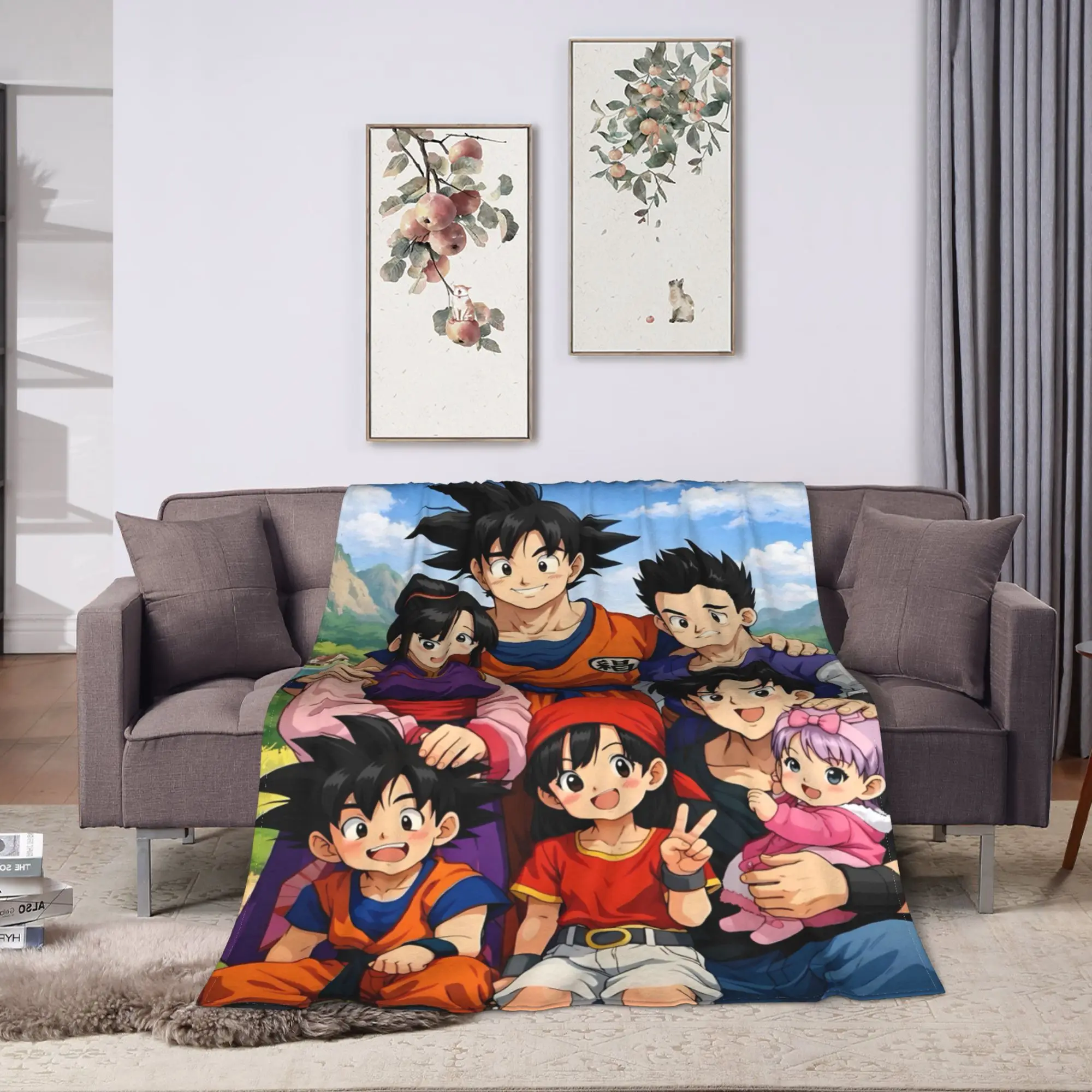 Chibi Goku D-Dragon B-Ball Flannel Blankets Winter  Warm Soft Throw Blanket for Kids Outdoor Bedspread Sofa Bed Cover