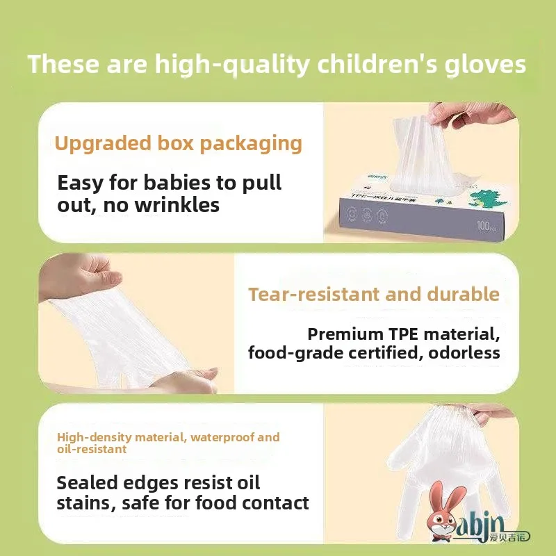 

Disposable Thiened TPE Children's Gloves Food ade for Hanrt Ding Dining Table Utensils Student Mealtime Accories