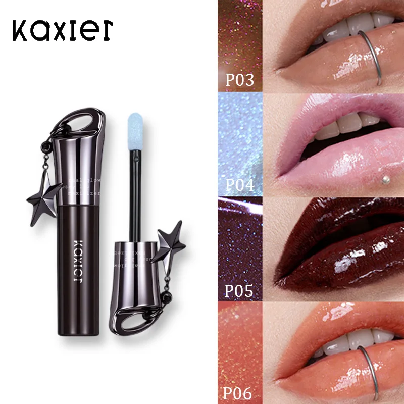 Kaxier Specchio Lucidalabbra Shinny Infermiente Shimmer Gotico Smoky Nude Rossetto scuro Fine Flash Non appiccicoso Trucco labbra duraturo
