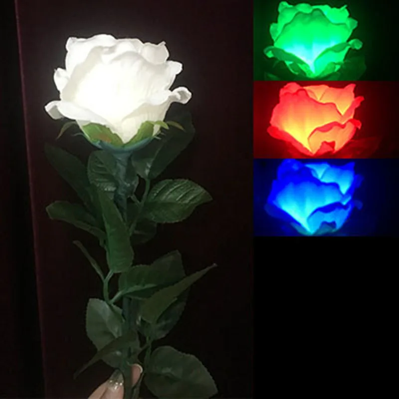 Three-Color Light Rose Magic Tricks Color Changing Flower Magia Stage Wedding Party Illusions Gimmicks Mentalism Props Romantic