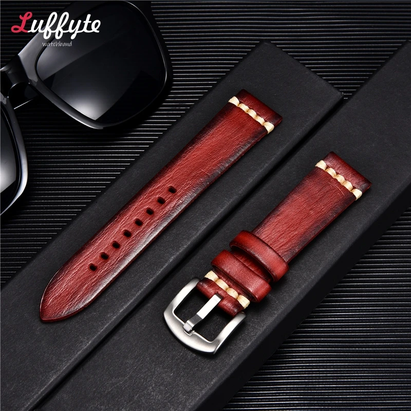 Handmade Vintage Retro Italian Leather Watch Band 18mm 20mm 22mm 24mm Men Women Universal Leather Watch Strap