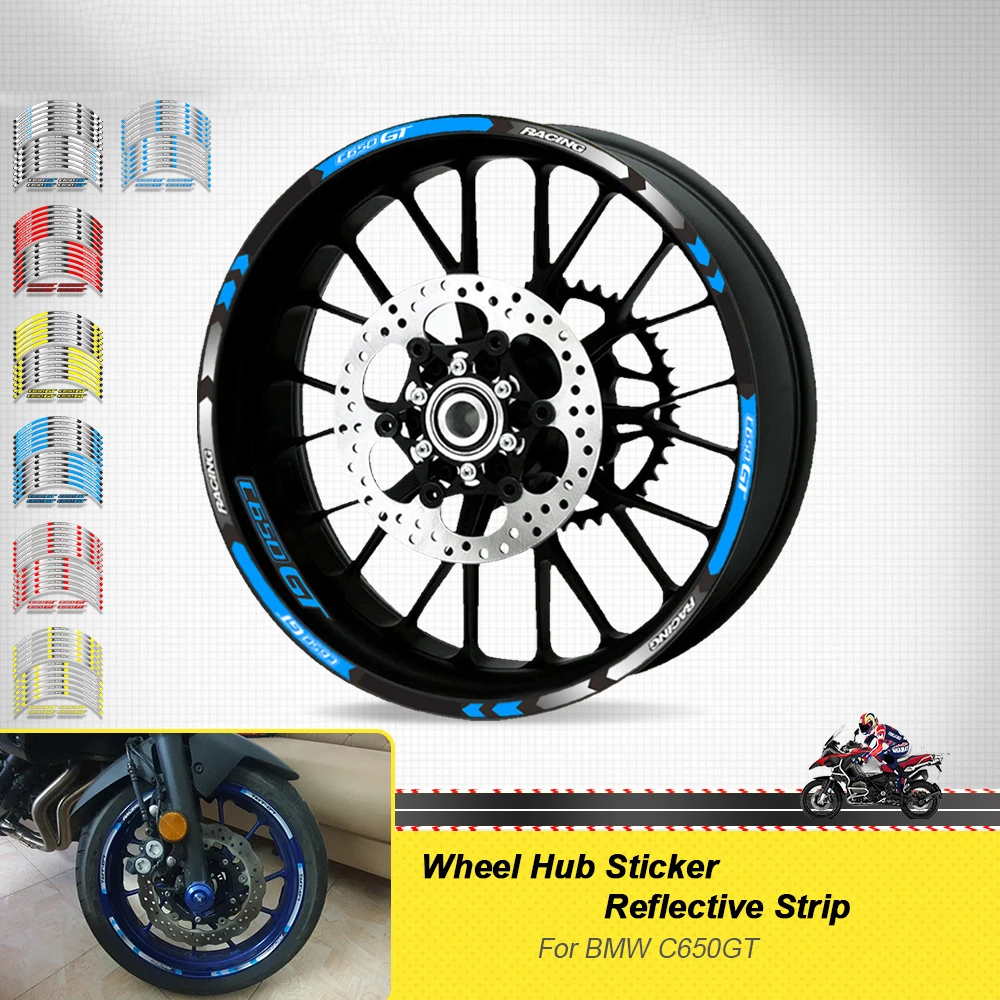 Motorcycle Accessories Wheel Hub Stickers Rim Reflective Stripe Decorative Decals Tape Set For BMW C650GT C 650GT 650 c650 gt