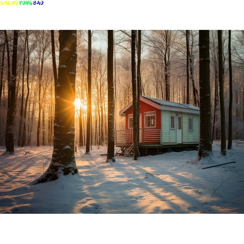 Fondo de Feliz Navidad sala de estar acogedora con decoración de árbol de Navidad nieve Año nuevo vacaciones de invierno fotografía telones de fondo XM-07