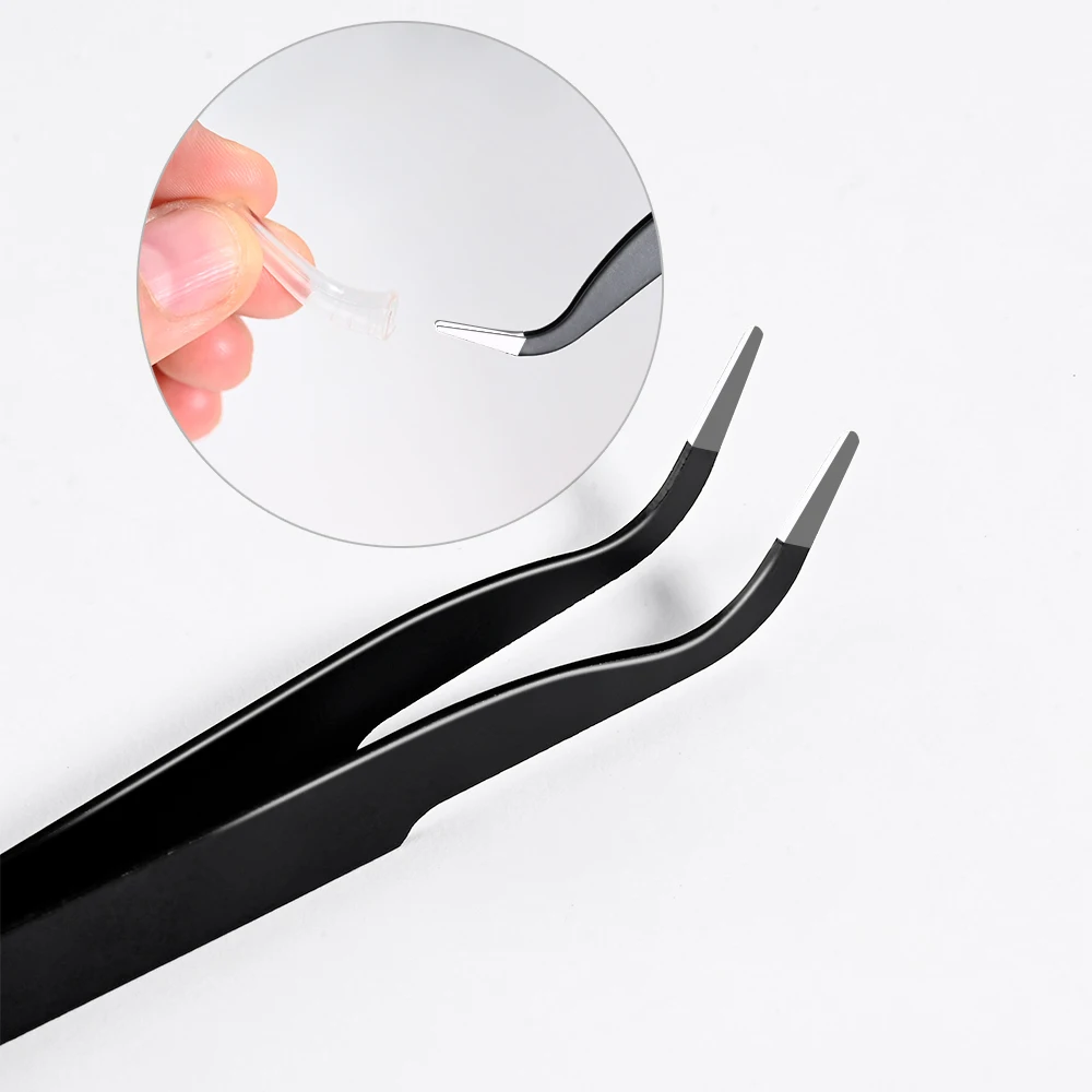 1/2pcs Tweezers Stainless Steel Straight &Curved Anti-static Curved Strip Lashes Extension Tweezer Eyelash Makeup Nail Art Tools