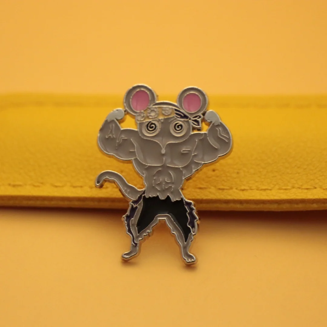 One Piece Funny Cartoon Animation Brooch - Fitness Rat, Suitable for Both Men and Women to Wear and Match