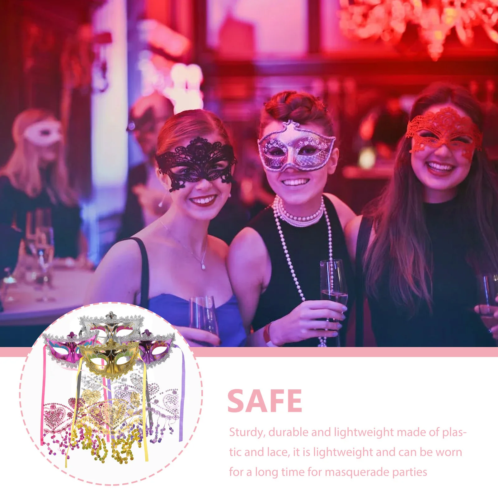 

4Pcs Women Masquerade Mask Lace Design Party Mask for Belly Dance Festival Adult Costume Stage Performance Mysterious Veil Favor