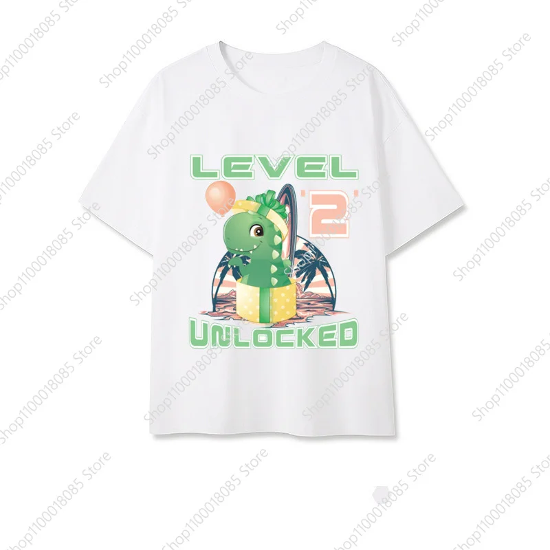 

Children's Present Dinosaur 1-9 Birthday Number T-shirt Boys and Girls Party T-shirt Dino Theme Clothing TopT-shirt